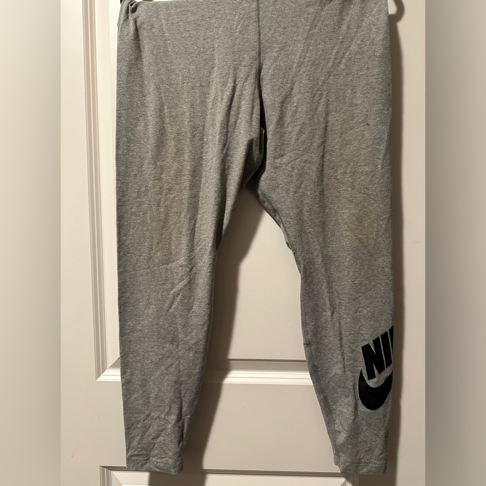 Nike Gray Leggings with Black Swoosh Logo
